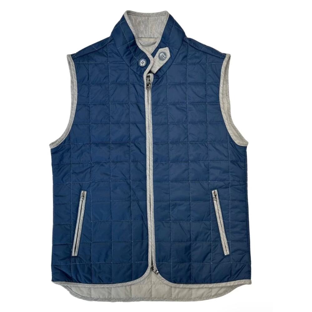 NWT Christopher Mobley Quilted Puffer Full Zip Vest in Navy Stone, 44R